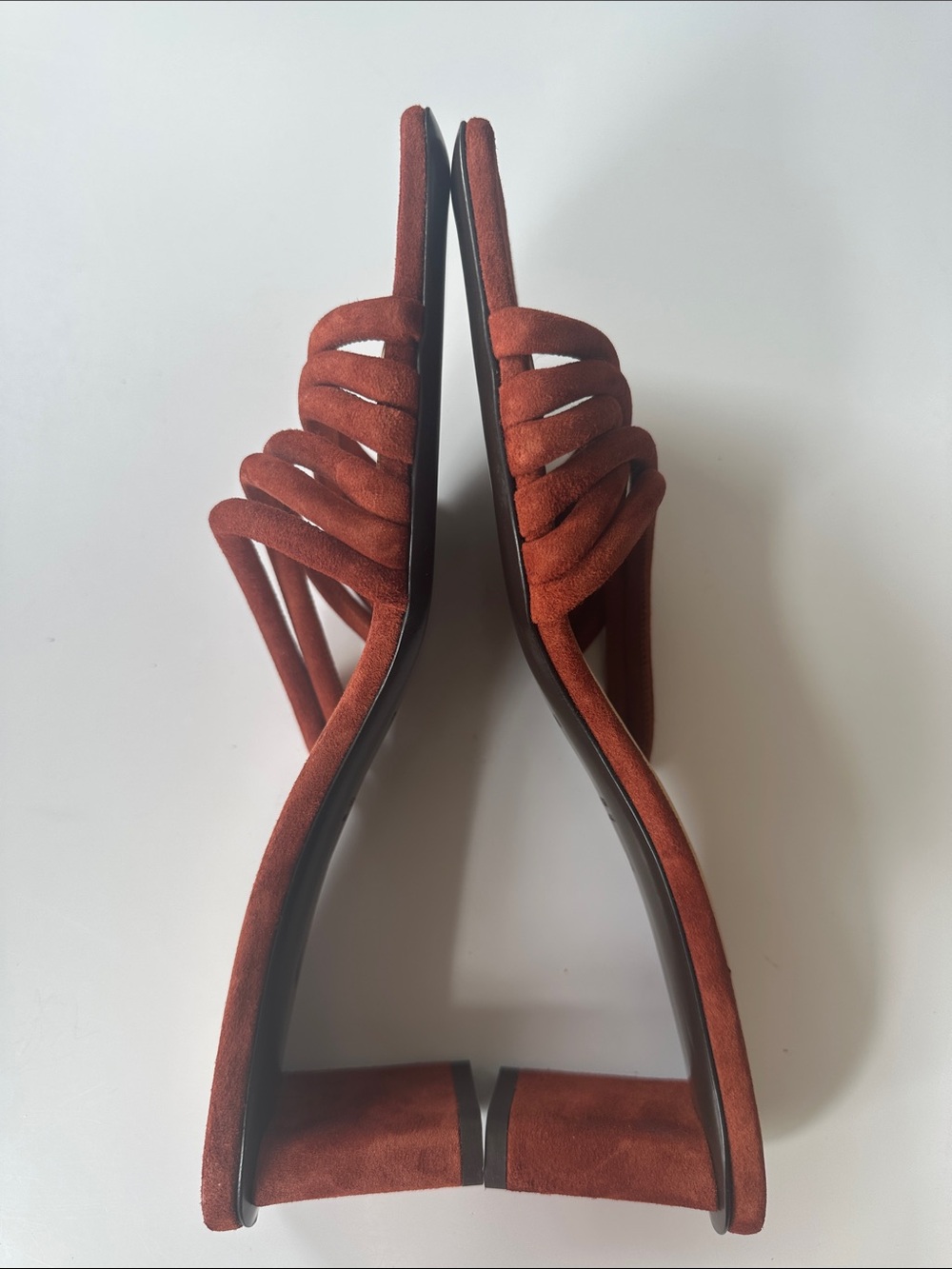 Frame Le Tonga Suede Leather Mules Strappy Sandal EU38.5 US8 Brown Shoes Morocco - Picture 8 of 16